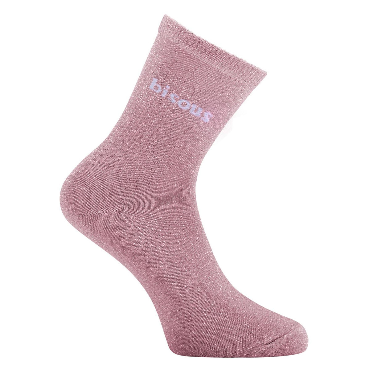 TWINDAY Paire de chaussettes lurex femme à paillettes message soft Bisous