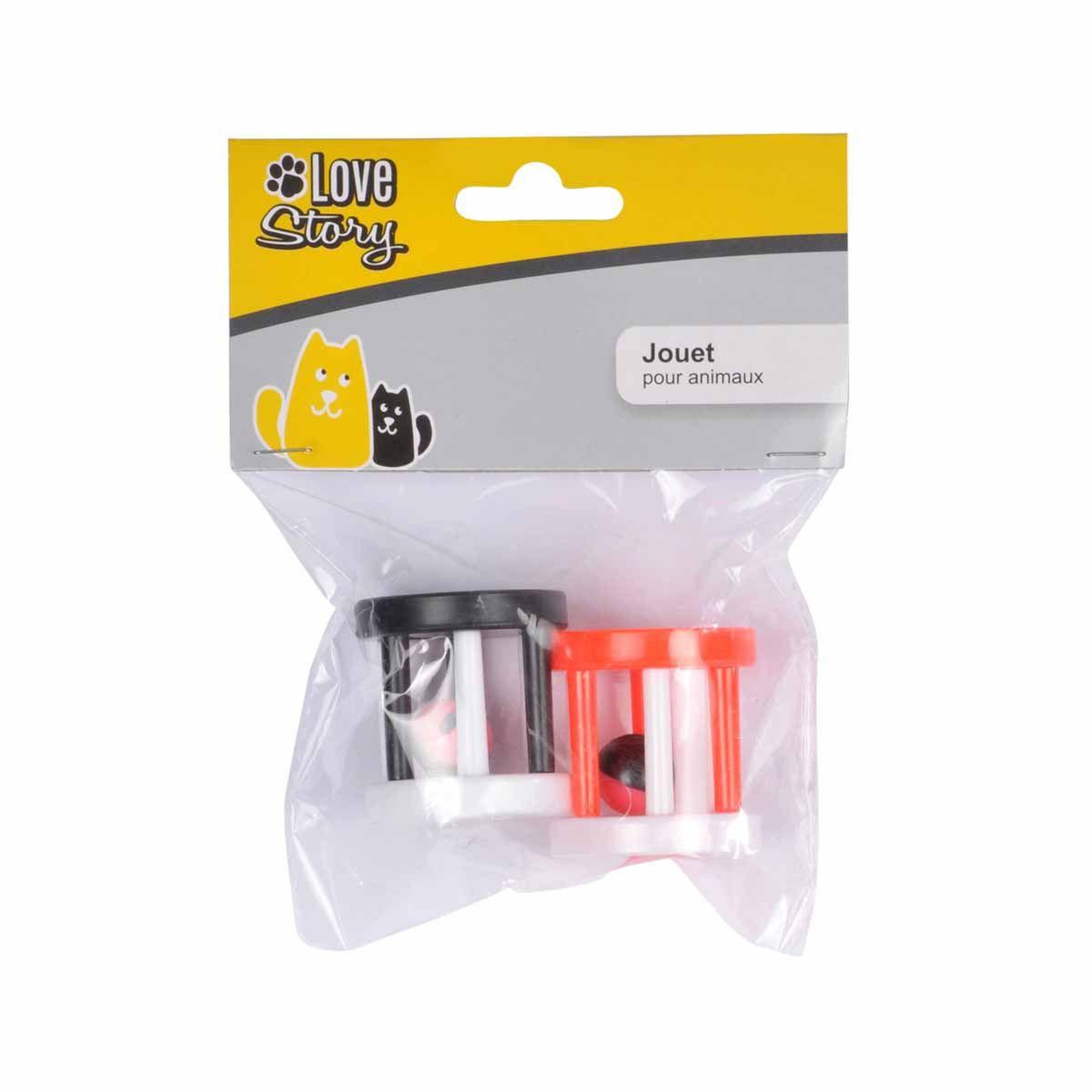 Voir la diapositive 2 : HOMEA Lot de 2 jouets pour chat  cage avec grelot  4cm rouge