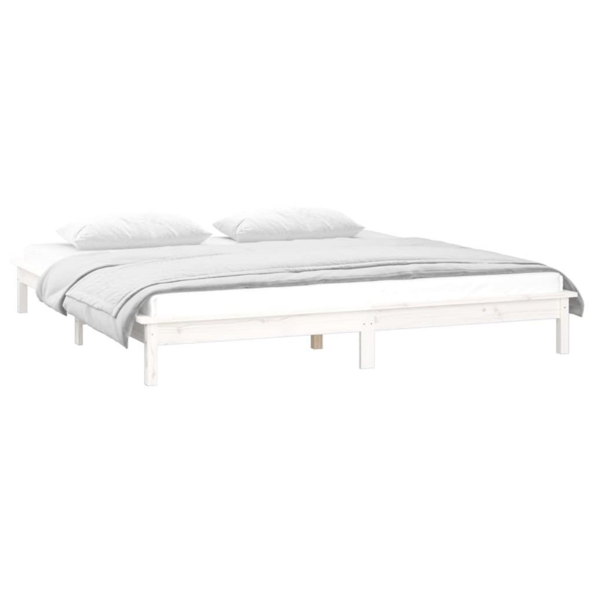 VIDAXL Cadre de lit a LED sans matelas blanc 120x200 cm bois massif