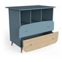 Voir la diapositive 7 : Commode bébé 2 tiroirs 3 niches bleu LINIA 