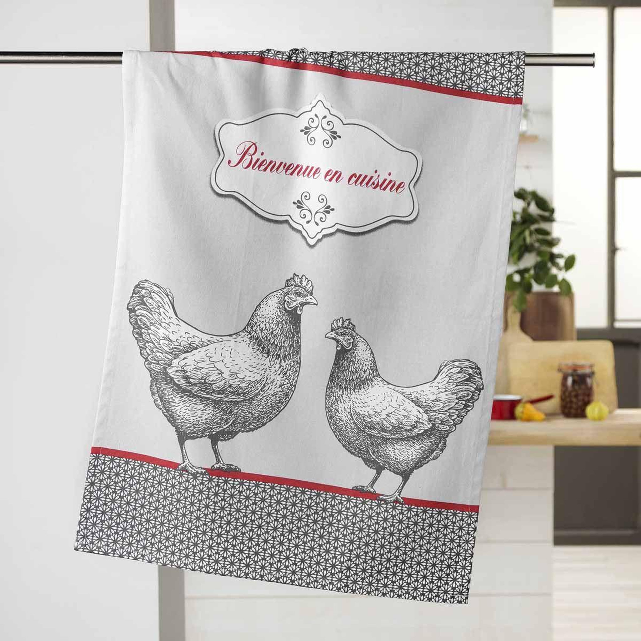 Voir la diapositive 2 : Douceur d'Intérieur Torchon de cuisine  en cuisine  50x70cm gris