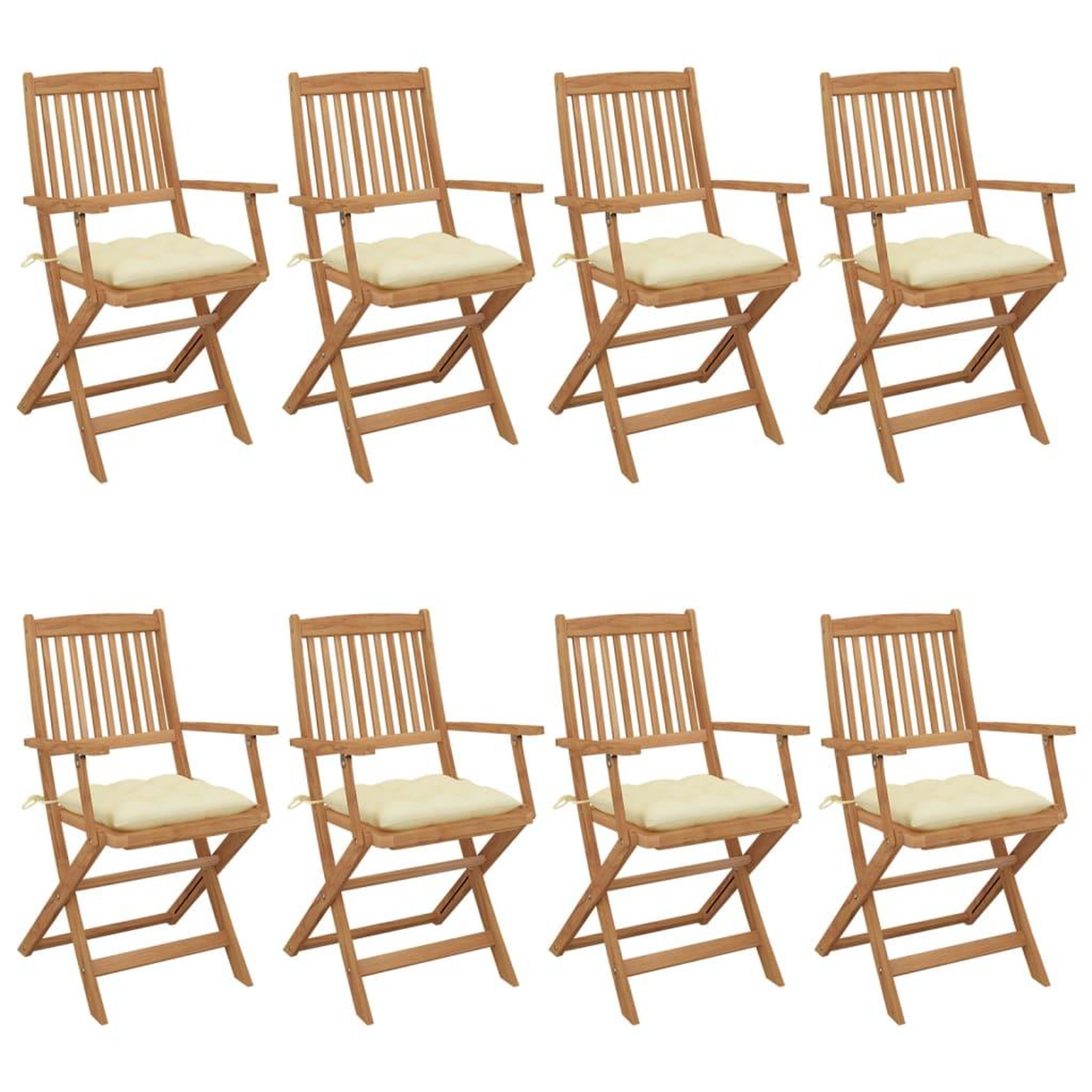 Voir la diapositive 1 : VIDAXL Chaises pliables de jardin lot de 8 avec coussins Bois d'acacia
