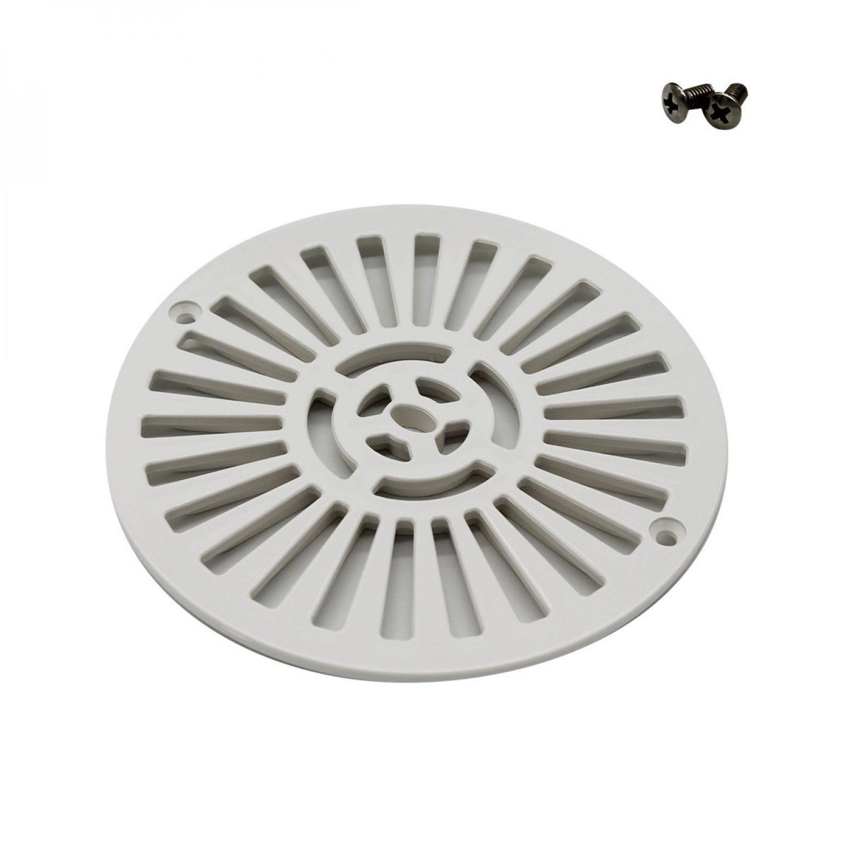 Astral Grille bonde de fond ronde avec vis pour piscine béton - Diam 17,5 cm - Blanc