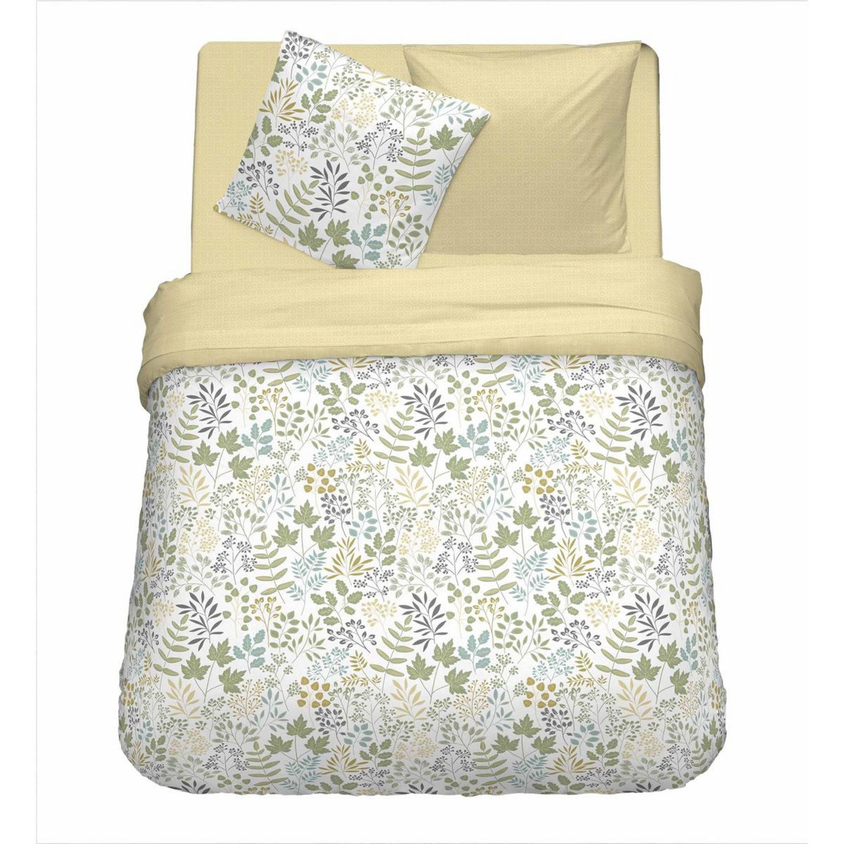 Parure housse de couette en polycoton motif floral CUEILLETTE