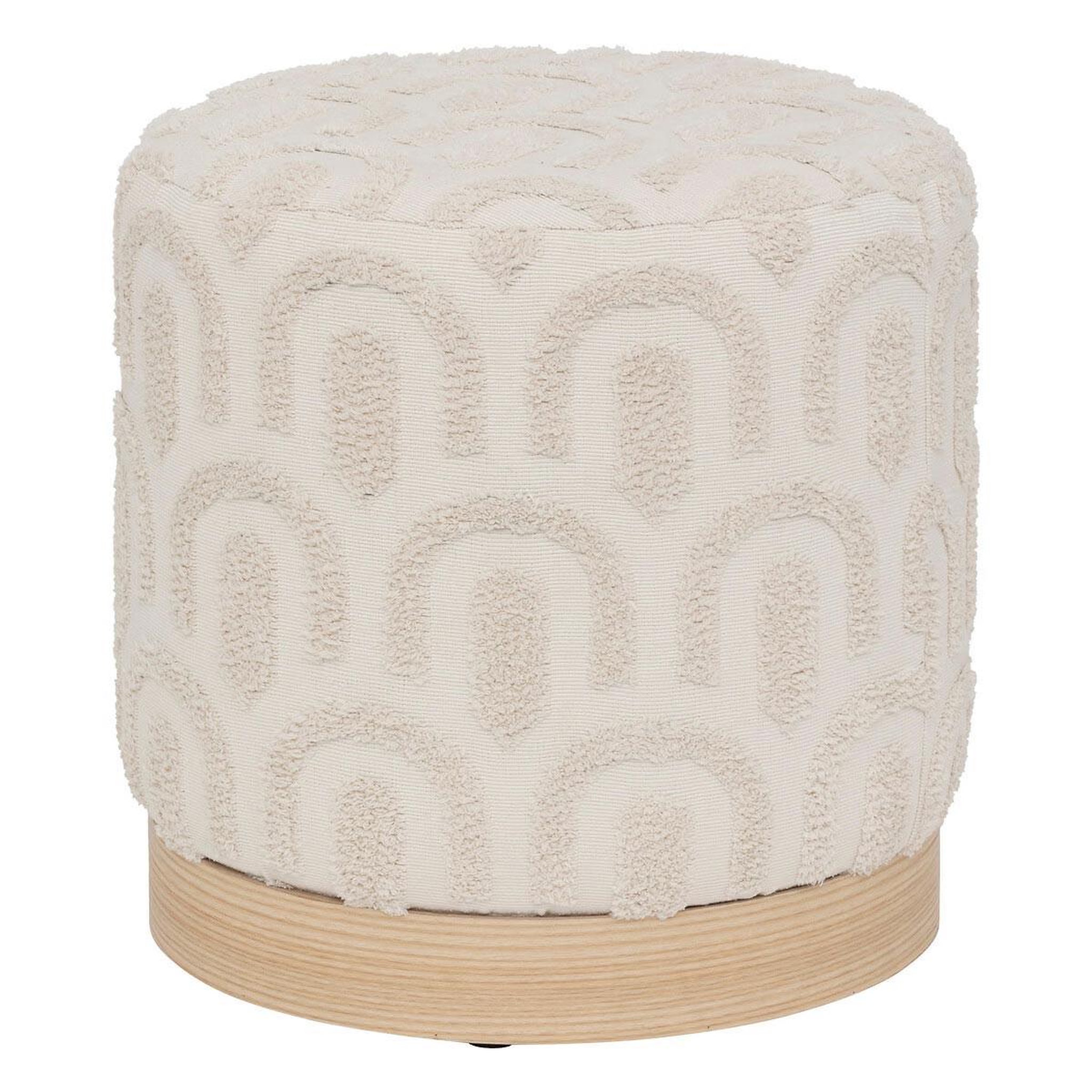 ATMOSPHERA Pouf motif tufté  copas  38cm blanc