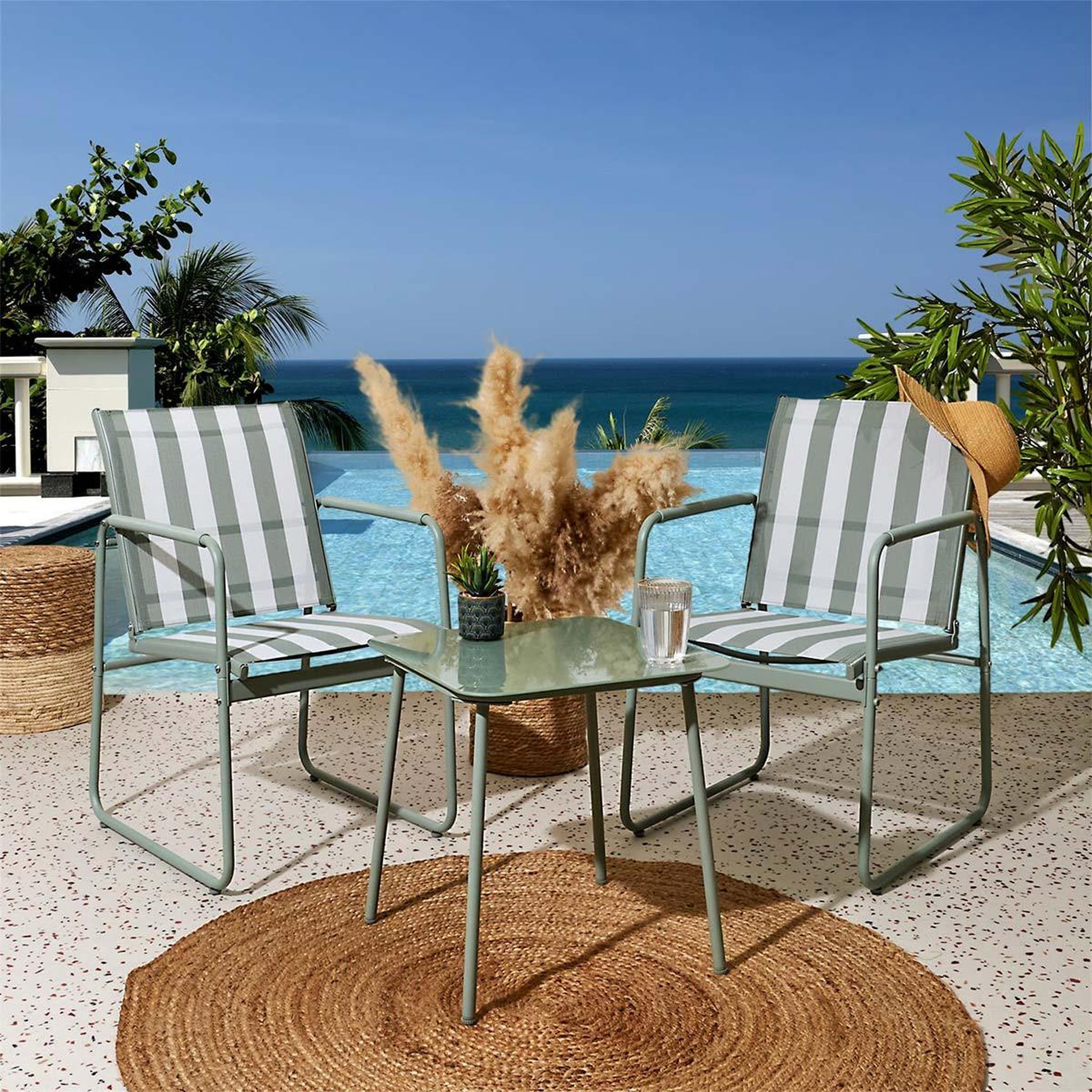 Voir la diapositive 3 : The Home Deco Factory Salon de jardin 2 places  namur  82cm vert