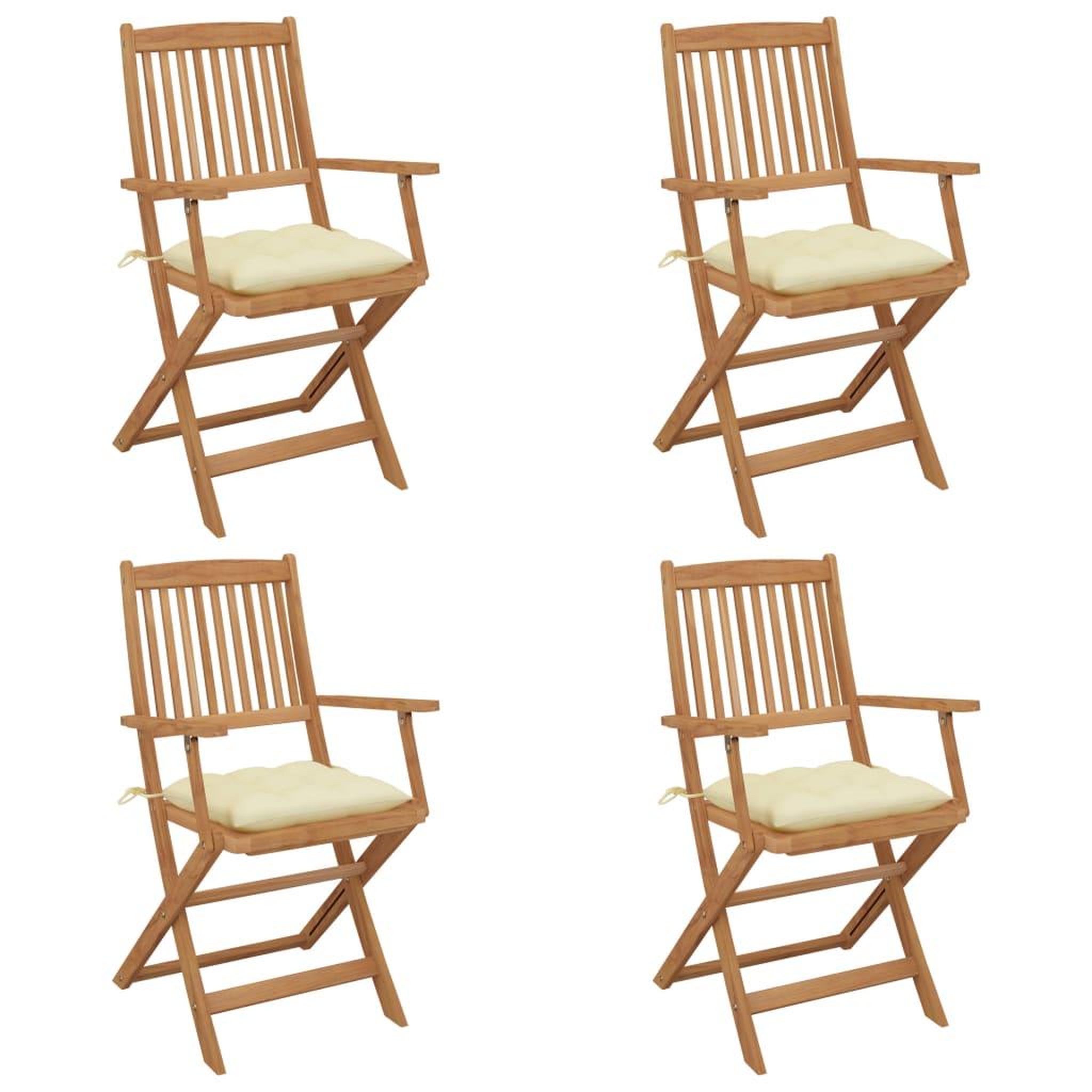 Voir la diapositive 1 : VIDAXL Chaises pliables de jardin lot de 4 avec coussins Bois d'acacia