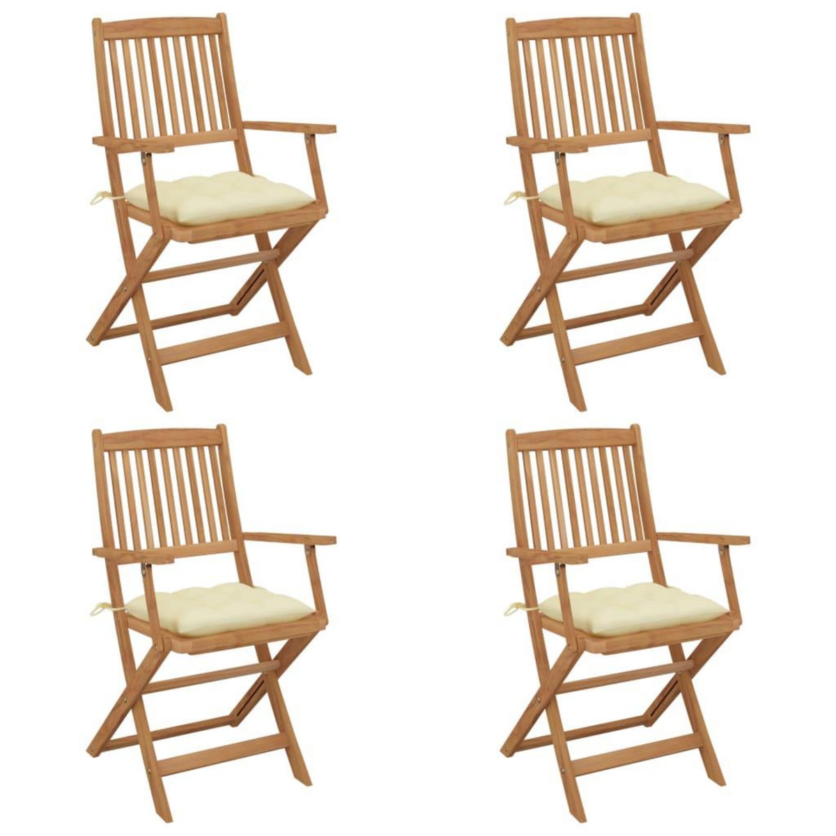 VIDAXL Chaises pliables de jardin lot de 4 avec coussins Bois d'acacia