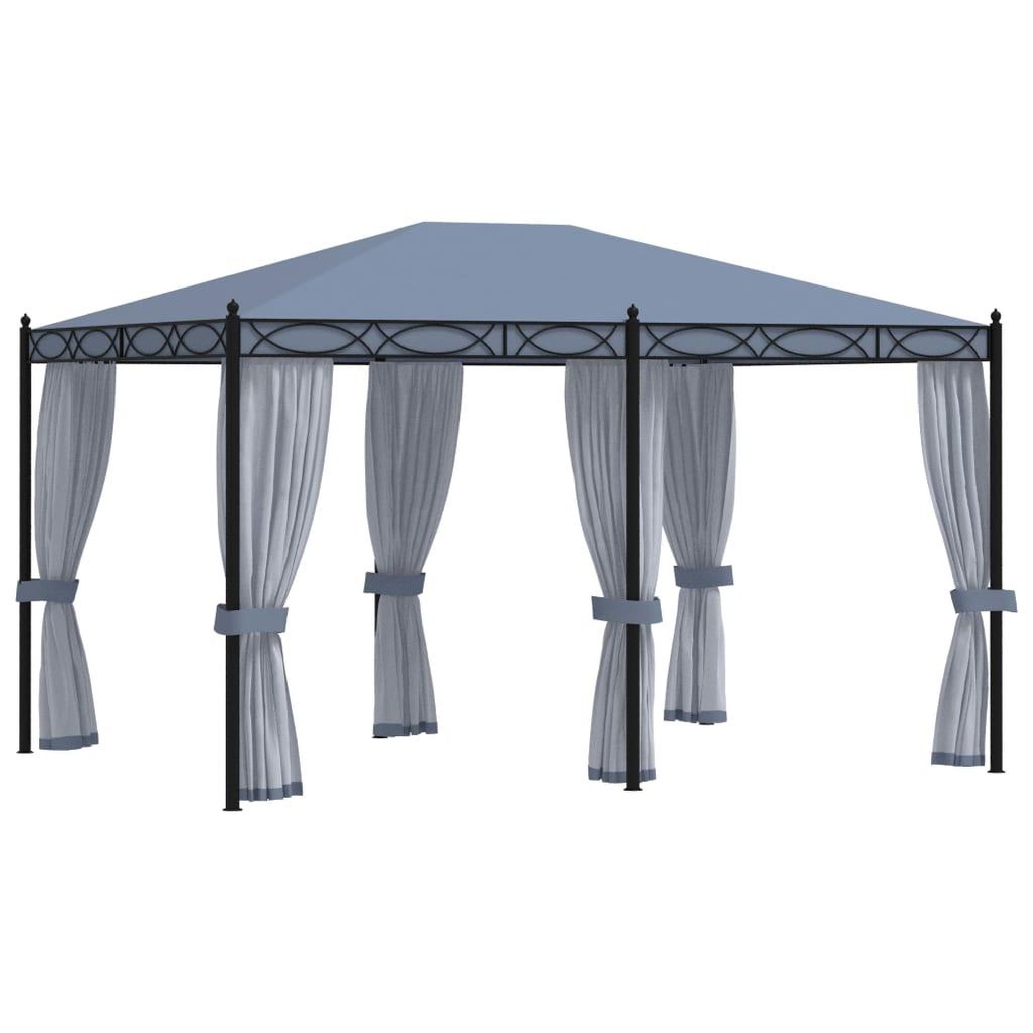 VIDAXL Tonnelle avec moustiquaire 3x4 m Anthracite Acier