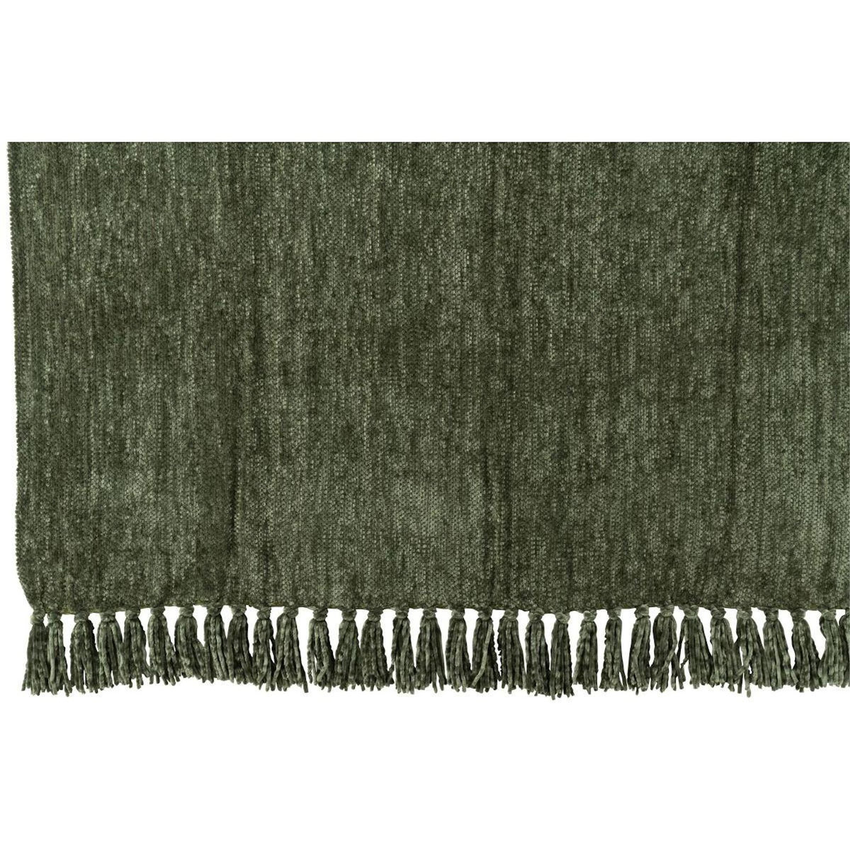 Paris Prix Plaid à Franges  Chenille  130x170cm Vert Foncé