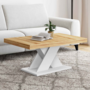 Voir la diapositive 2 : ID MARKET Table basse ALICIA plateau bois et pied X blanc