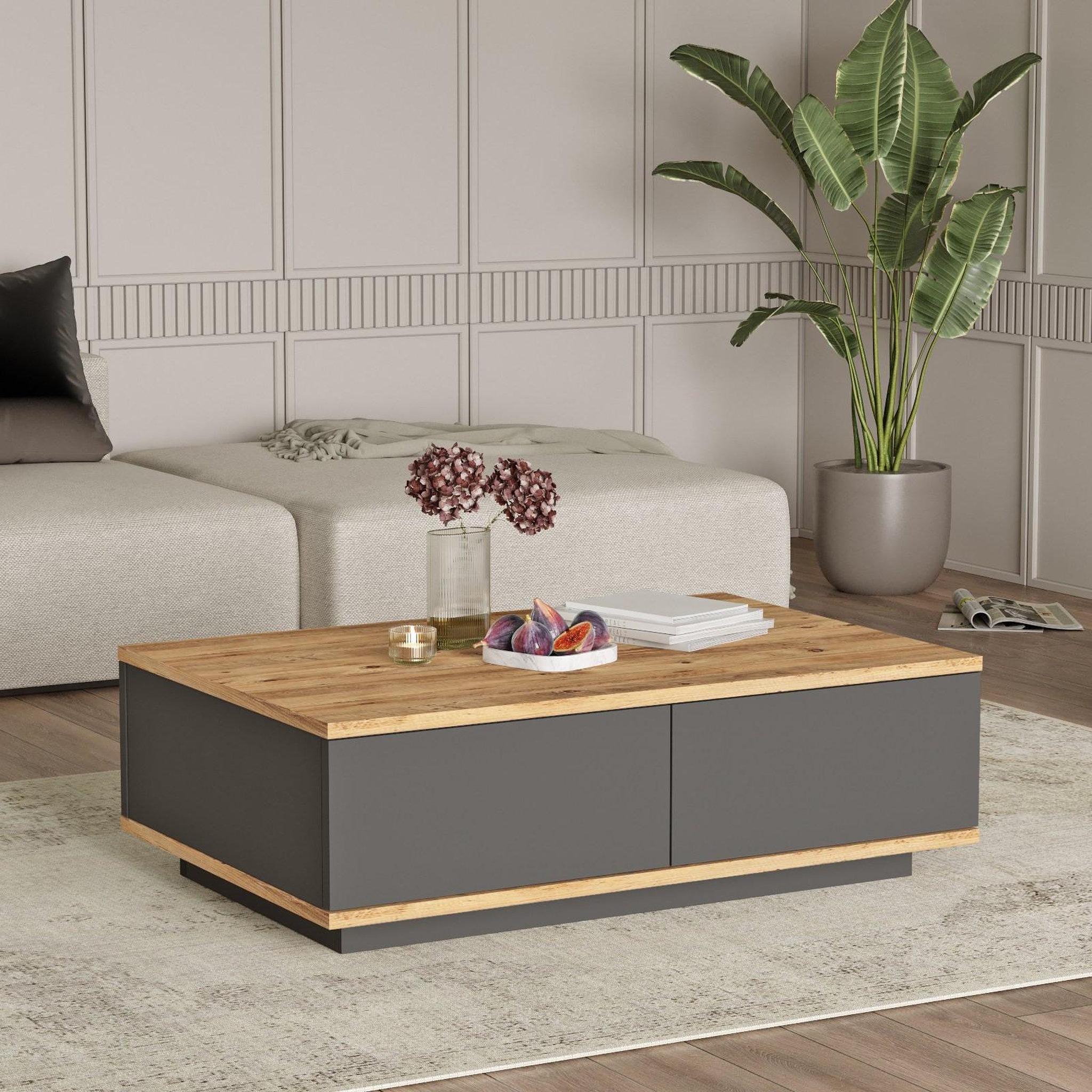 Voir la diapositive 3 : Habitat et Jardin Table basse en bois  frew  - 90 x 60 x 28 cm - marron