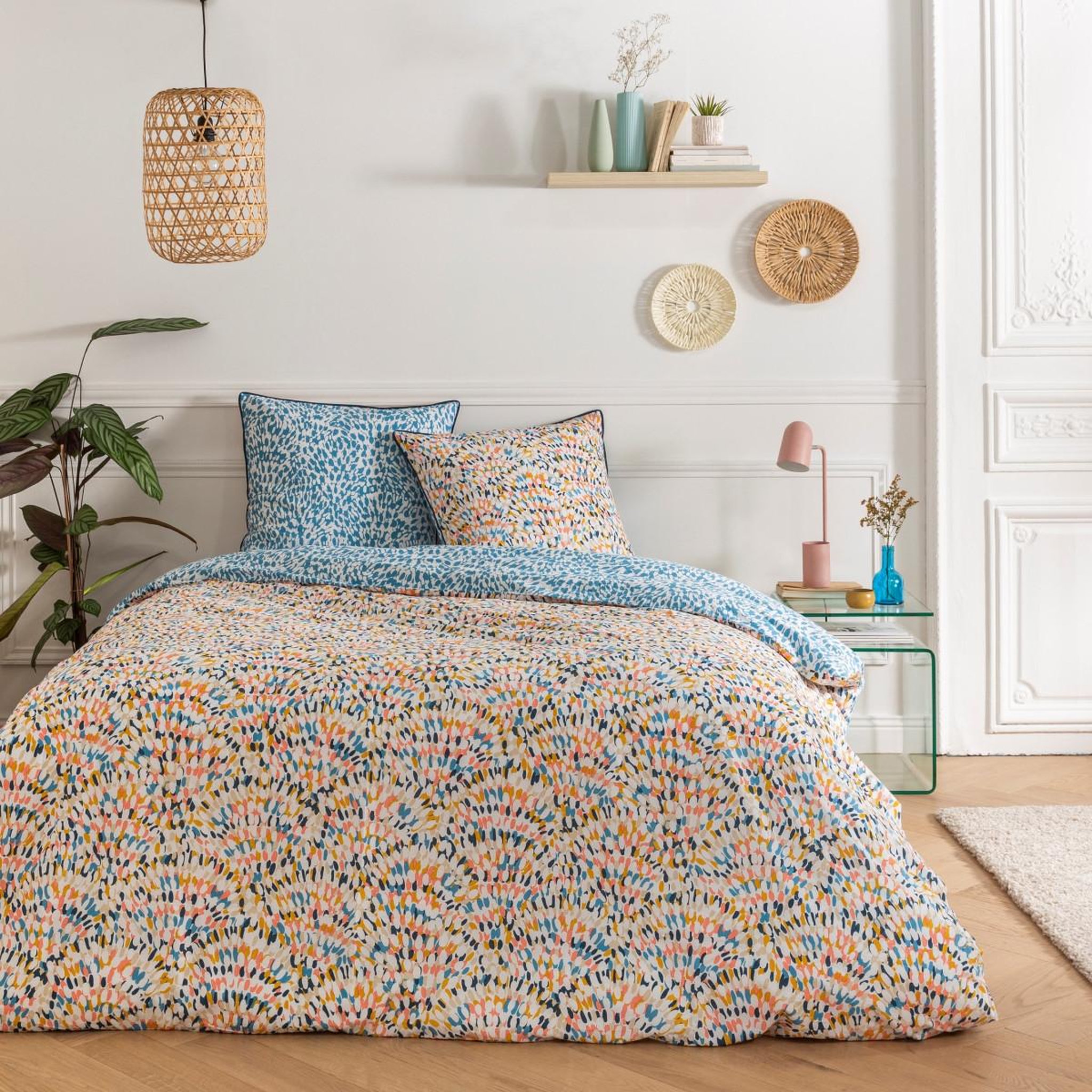Voir la diapositive 1 : FUTURE HOME Parure de lit 2 personnes colorée réversible