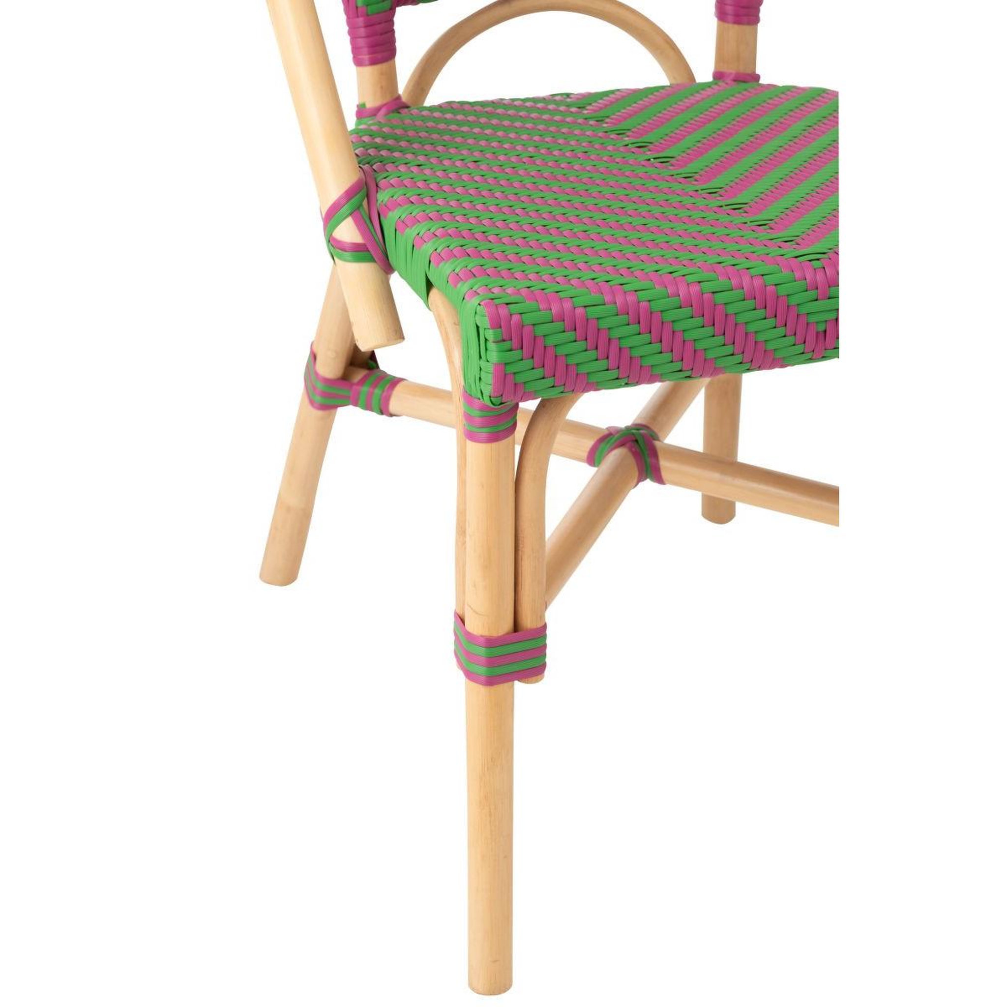 Voir la diapositive 5 : J-LINE Chaise en rotin  geo  86cm rose & vert