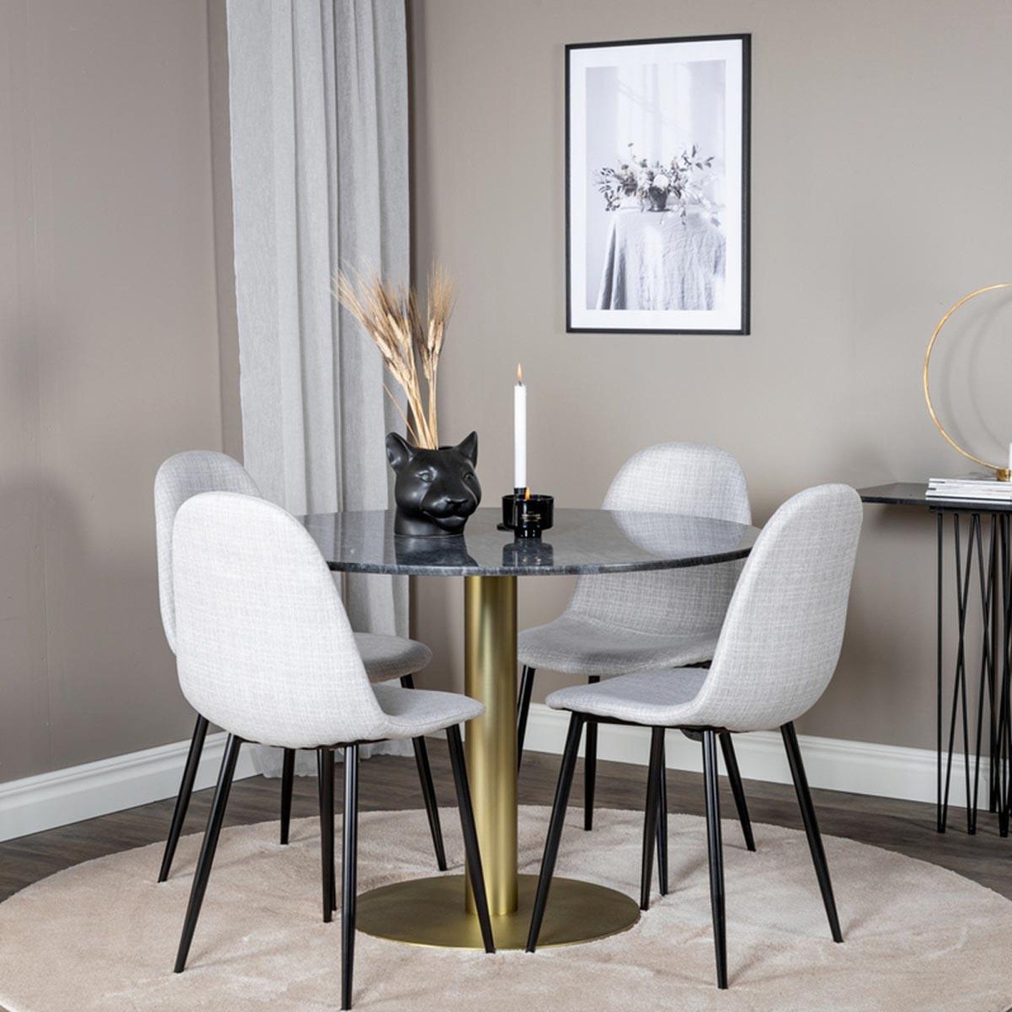 Voir la diapositive 4 : Paris Prix Ensemble Table à Manger & 4 Chaises  Estelle II & Polar I  106cm Gris Foncé & Gris