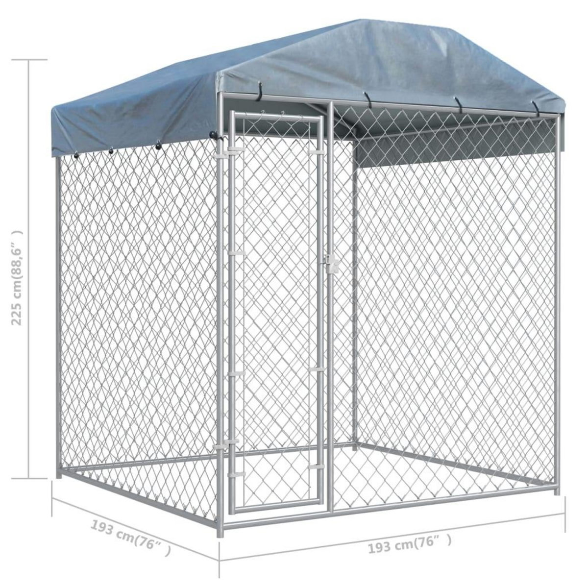 VIDAXL Chenil d'exterieur avec toit pour chiens 193x193x225 cm