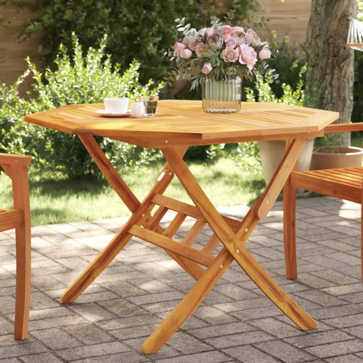 VIDAXL Table pliable de jardin Ø110x75 cm bois d'acacia solide