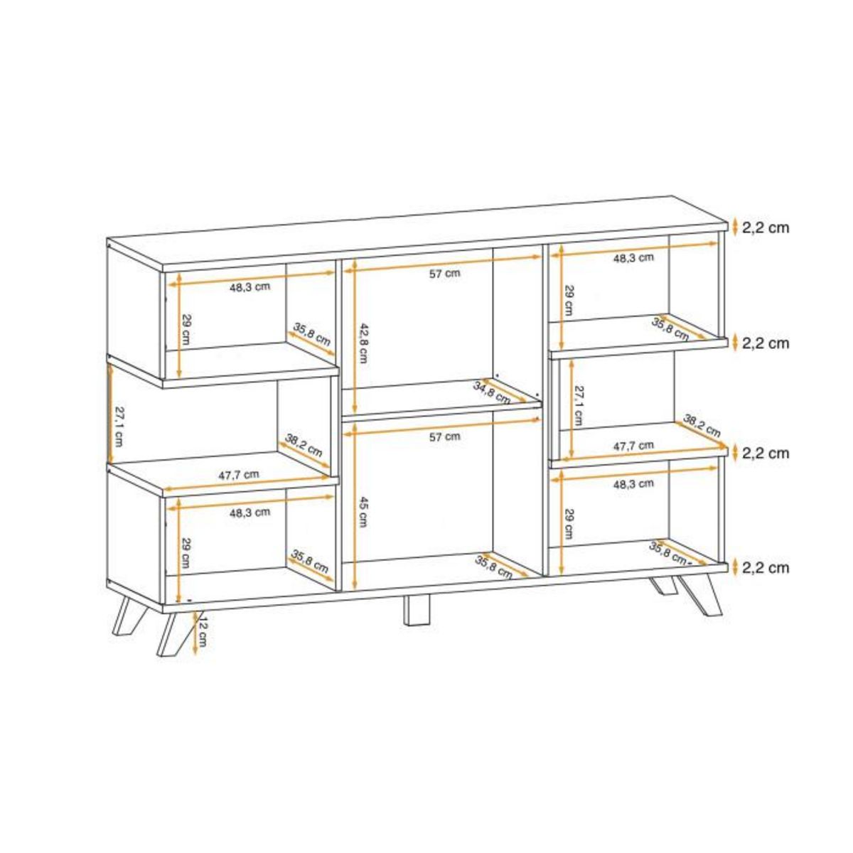 Paris Prix Buffet 3 Portes Design  Bogota  160cm Gris & Naturel