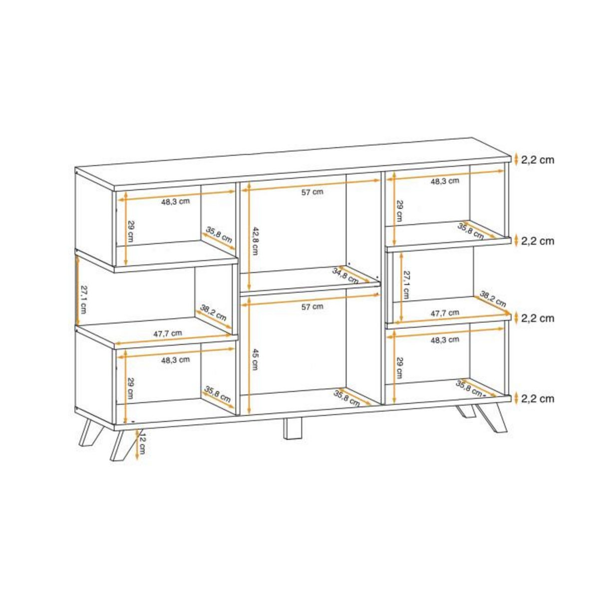 Paris Prix Buffet 3 Portes Design  Bogota  160cm Gris & Naturel