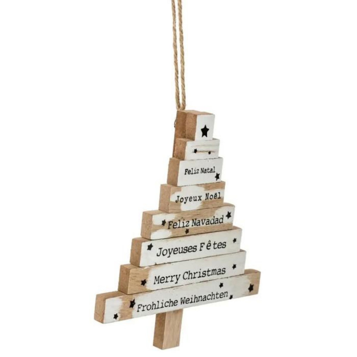 ATMOSPHERA Sujet de Noël  Sapin 8 Pancartes  15cm Blanc