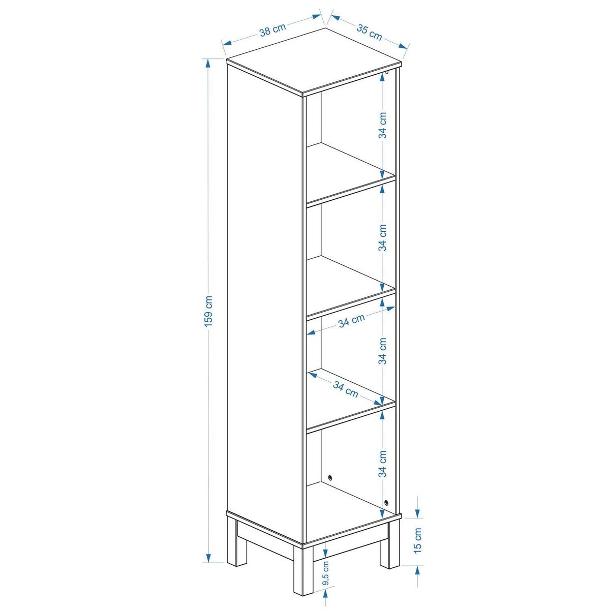 IDIMEX Etagère 4 casiers en pin LOGO