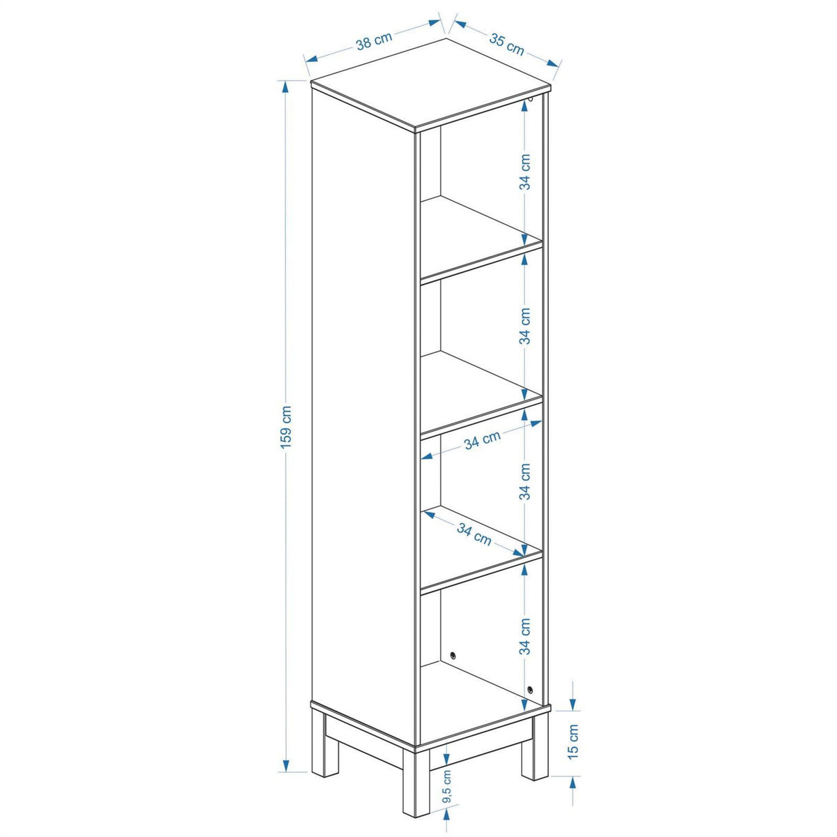 IDIMEX Etagère 4 casiers en pin LOGO