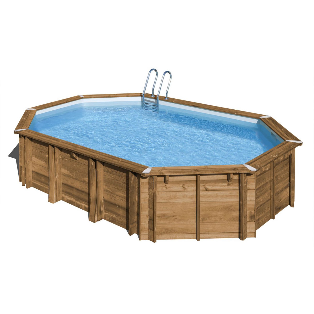 GRE Piscine hors sol bois ovale -  656x456x131cm - AVOCADO