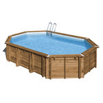 GRE Piscine hors sol bois ovale -  656x456x131cm - AVOCADO