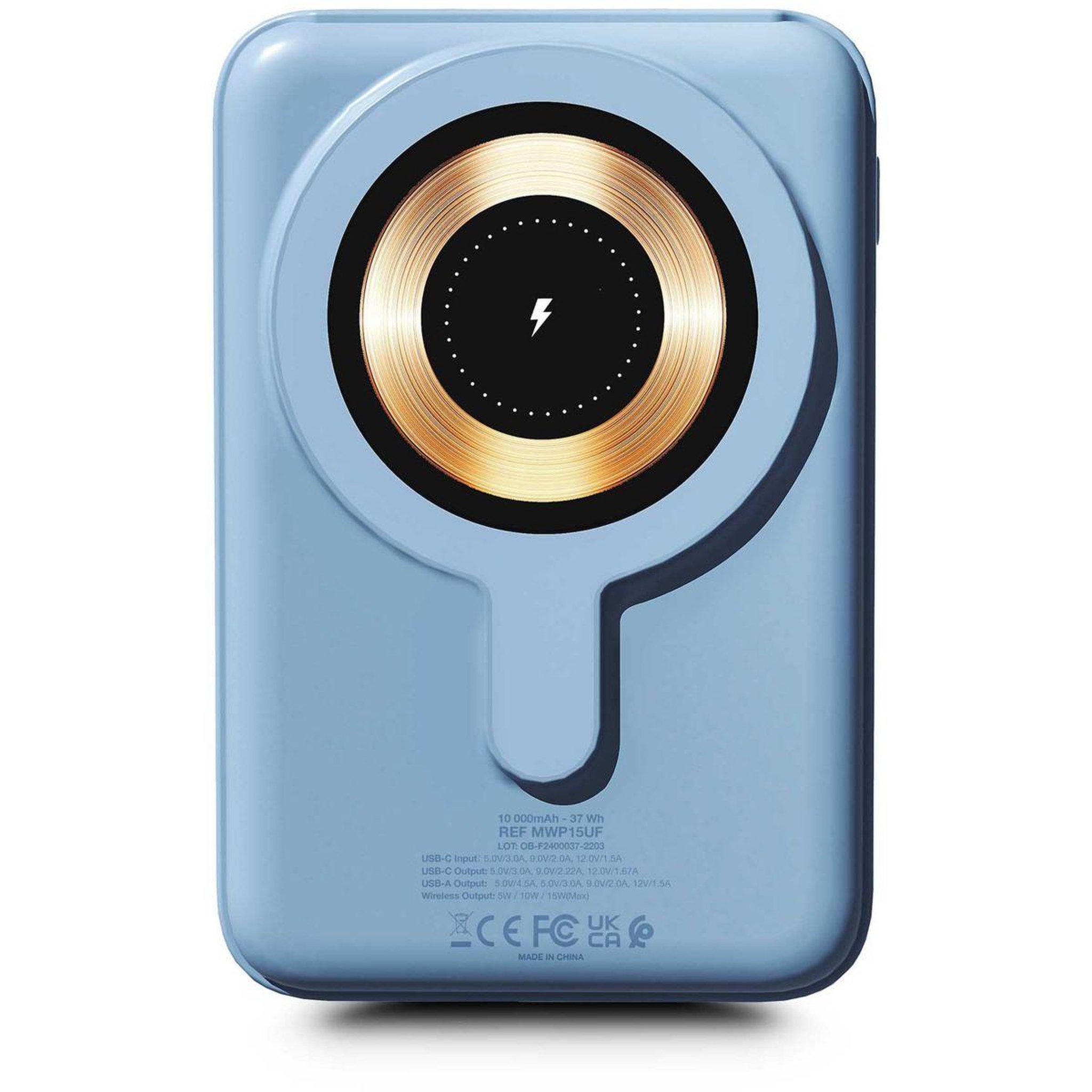 Voir la diapositive 2 : URBAN FACTORY Batterie externe 10000 mAh MagSafe Bleu