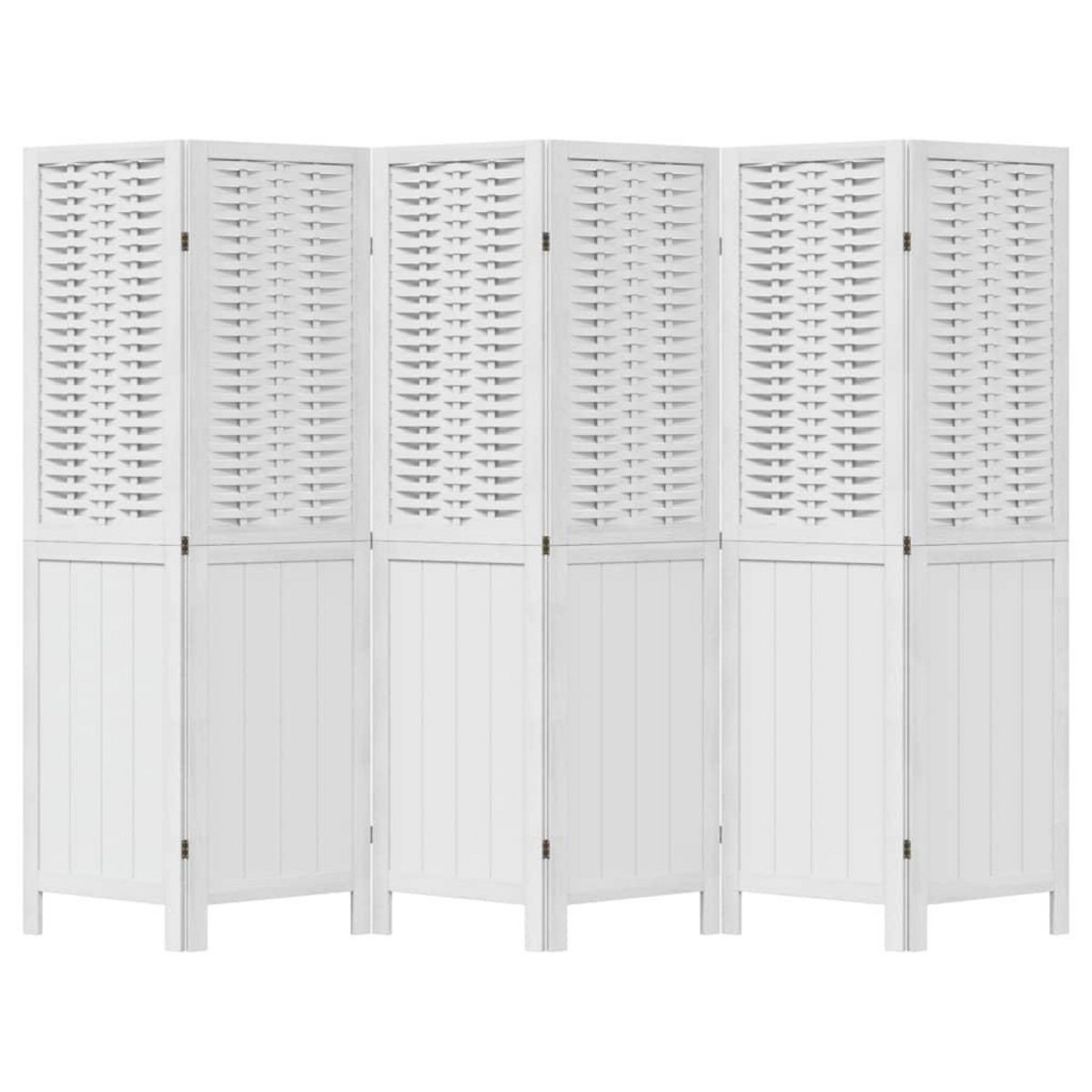 VIDAXL Cloison de separation 6 panneaux blanc bois de paulownia massif