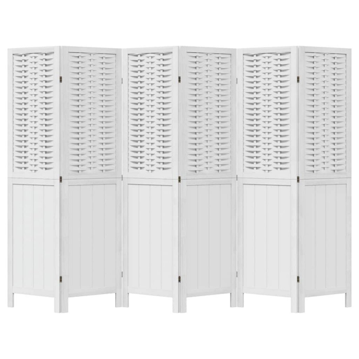 VIDAXL Cloison de separation 6 panneaux blanc bois de paulownia massif