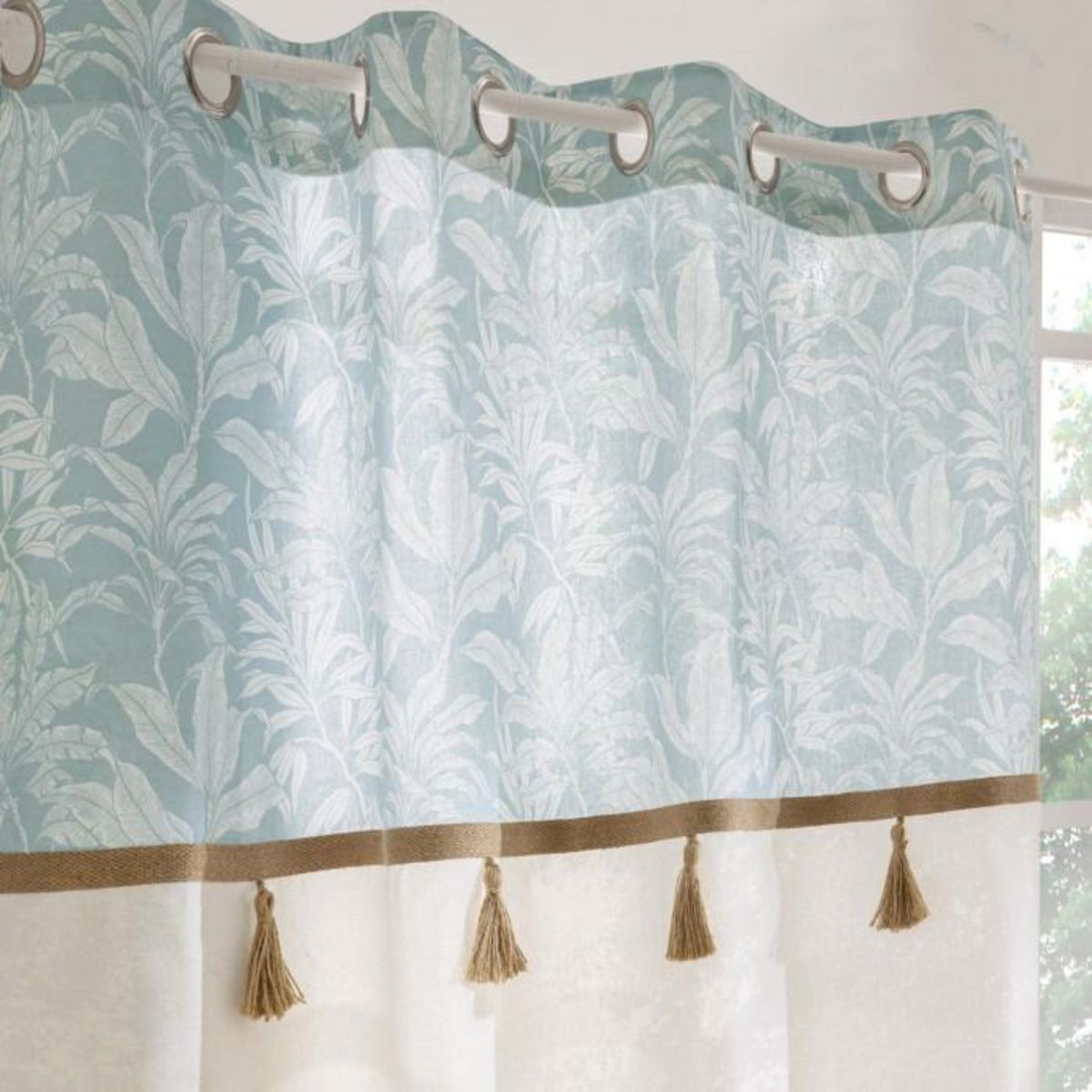 Paris Prix Rideau à Œillets Avec Pompons  Hera  140x240cm Menthe