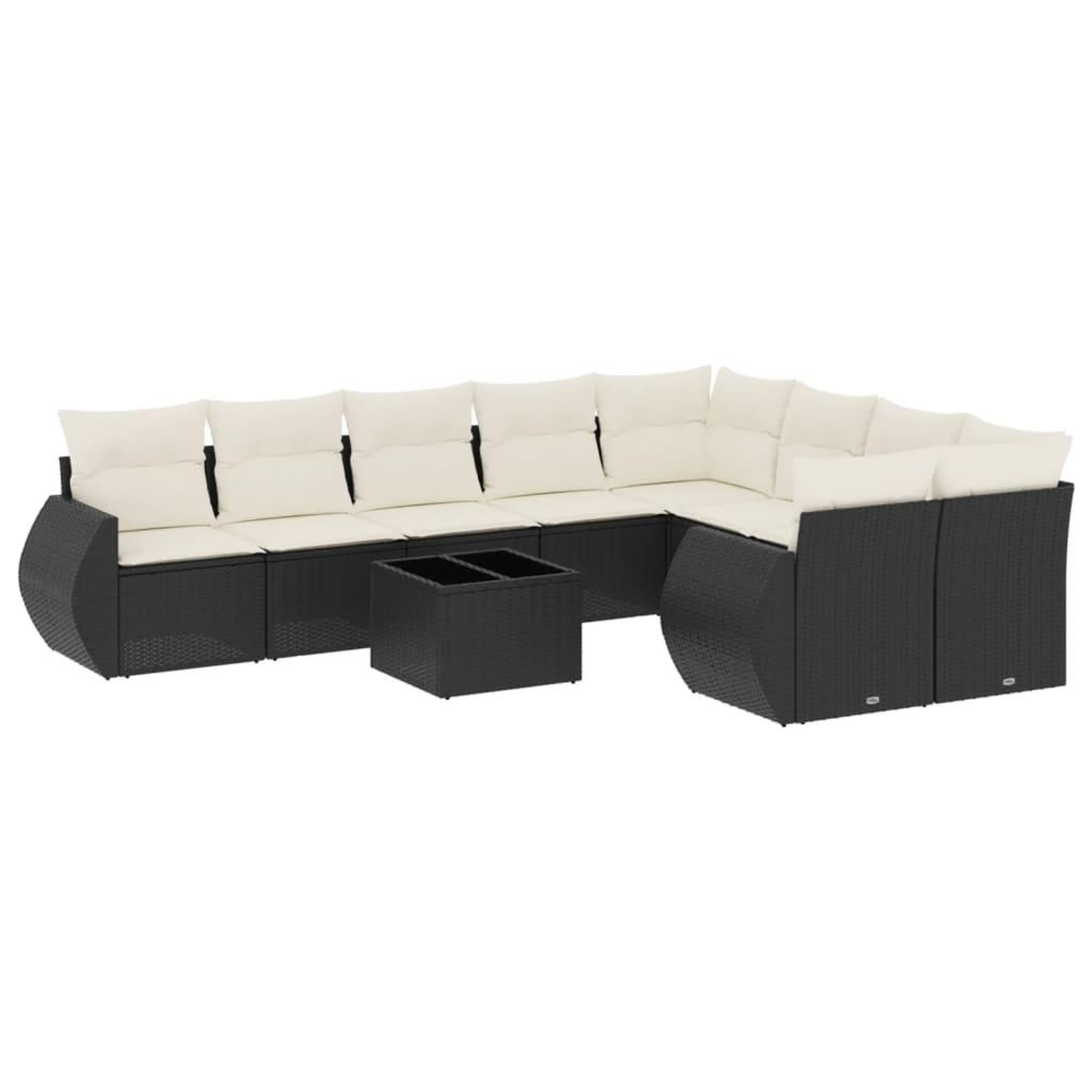 Voir la diapositive 2 : VIDAXL Salon de jardin 10 pcs avec coussins noir resine tressee