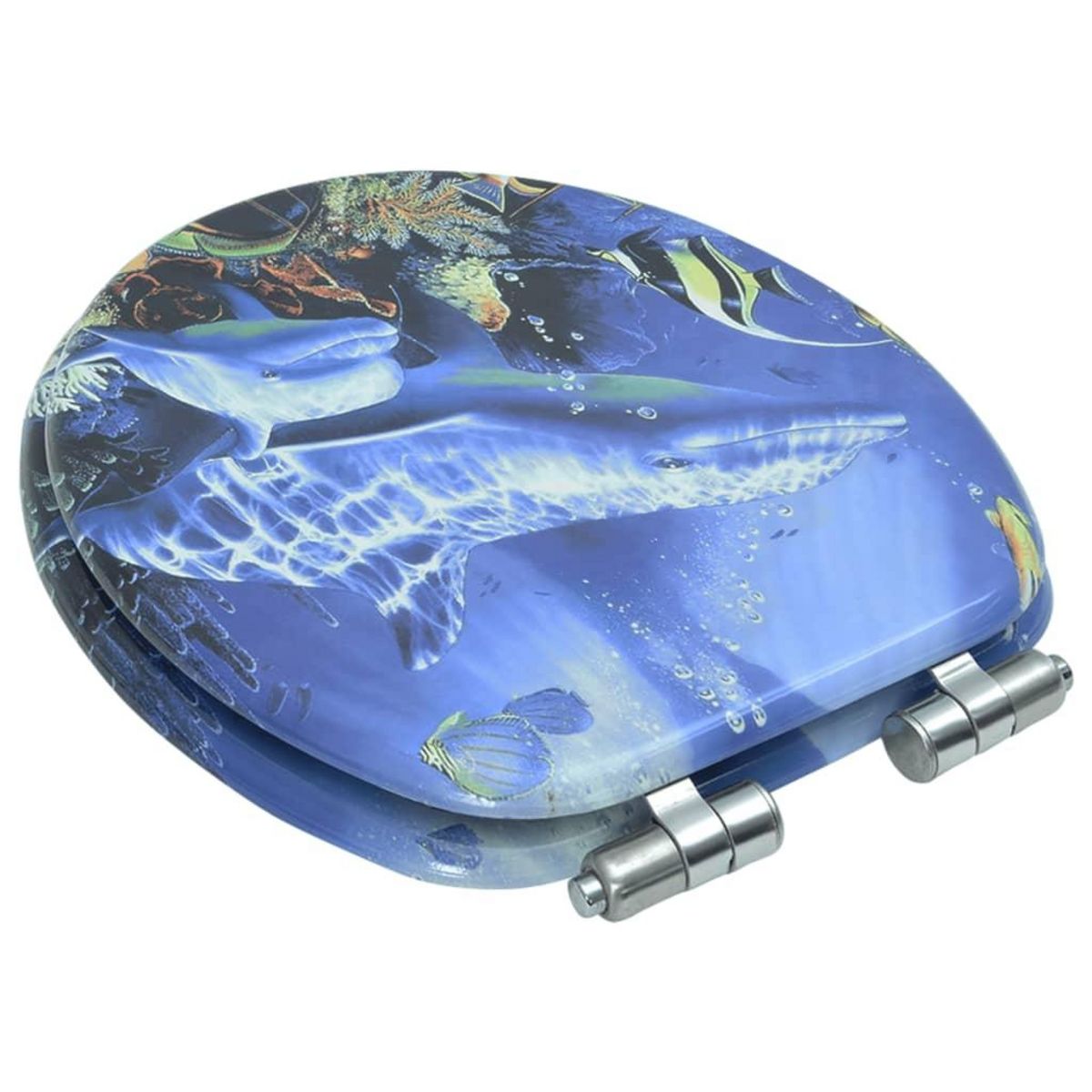 VIDAXL Siege de toilette MDF Couvercle a fermeture en douceur Dauphins