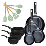 Fackelmann Batterie de cuisine avec 4 poêles 16/20/24/28 cm et 3 casseroles 16/18/20 cm et 5 ustensiles de cuisine Fackelmann Brandao Océan