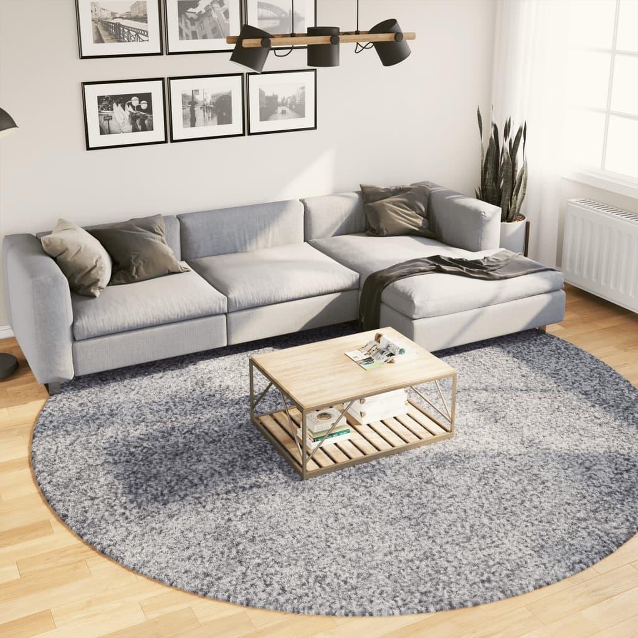 VIDAXL Tapis shaggy PAMPLONA poils longs moderne bleu Ø 280 cm