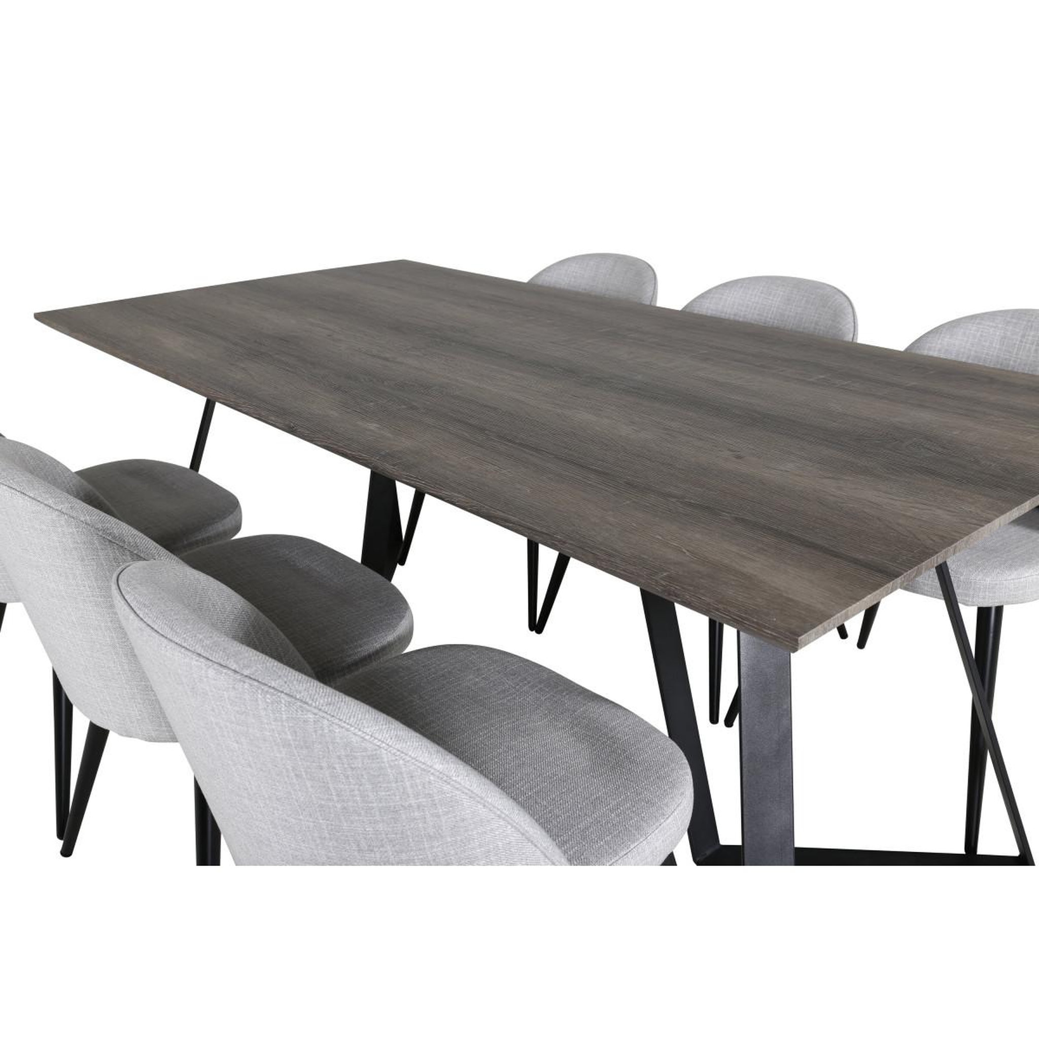 Voir la diapositive 4 : Paris Prix Ensemble table à manger & 6 chaises  marina & velvet  180cm naturel & gris clair