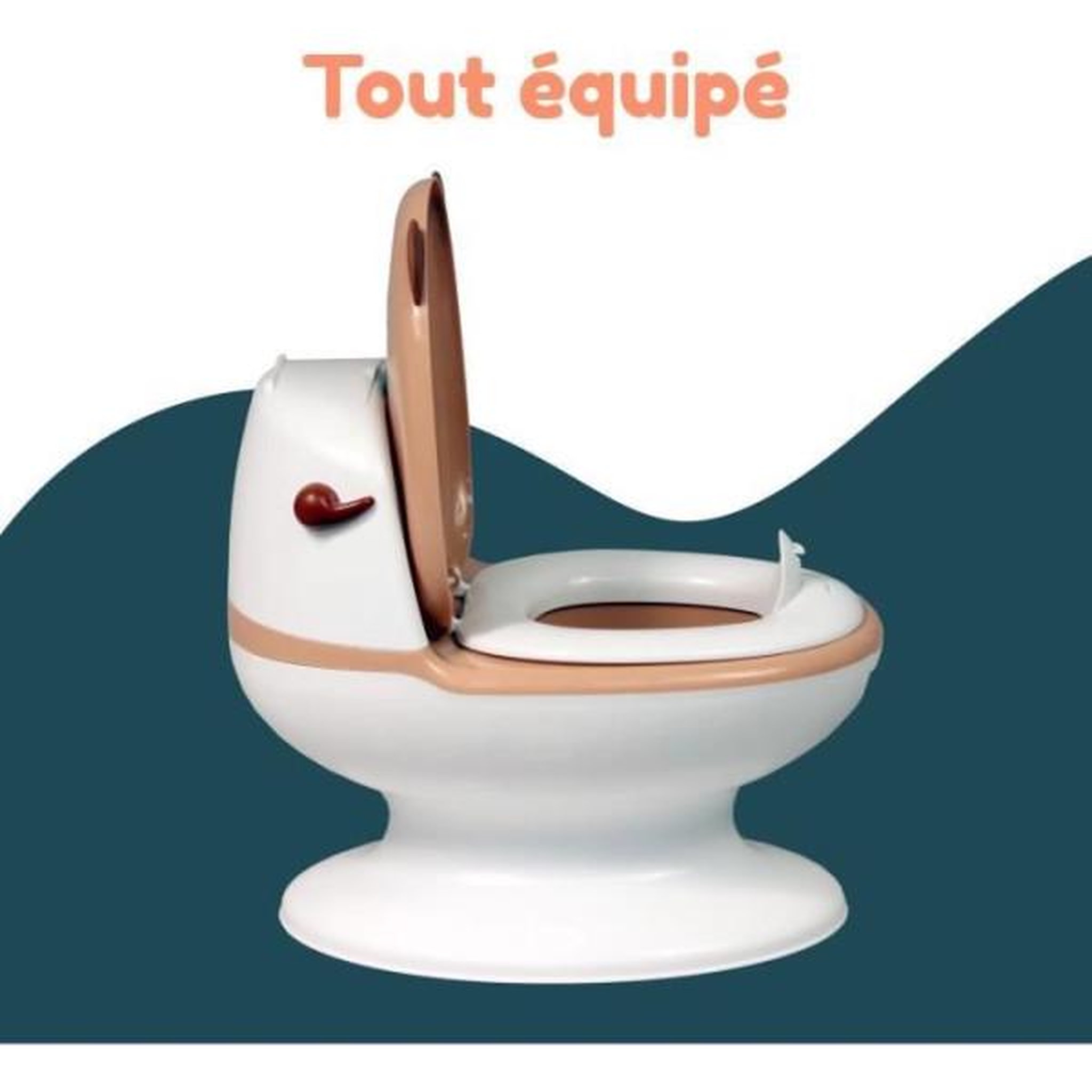 Voir la diapositive 4 : BAMBISOL Pot bébé éducatif BAMBISOL - Couvercle et siege rabattable - Manette chasse-d'eau