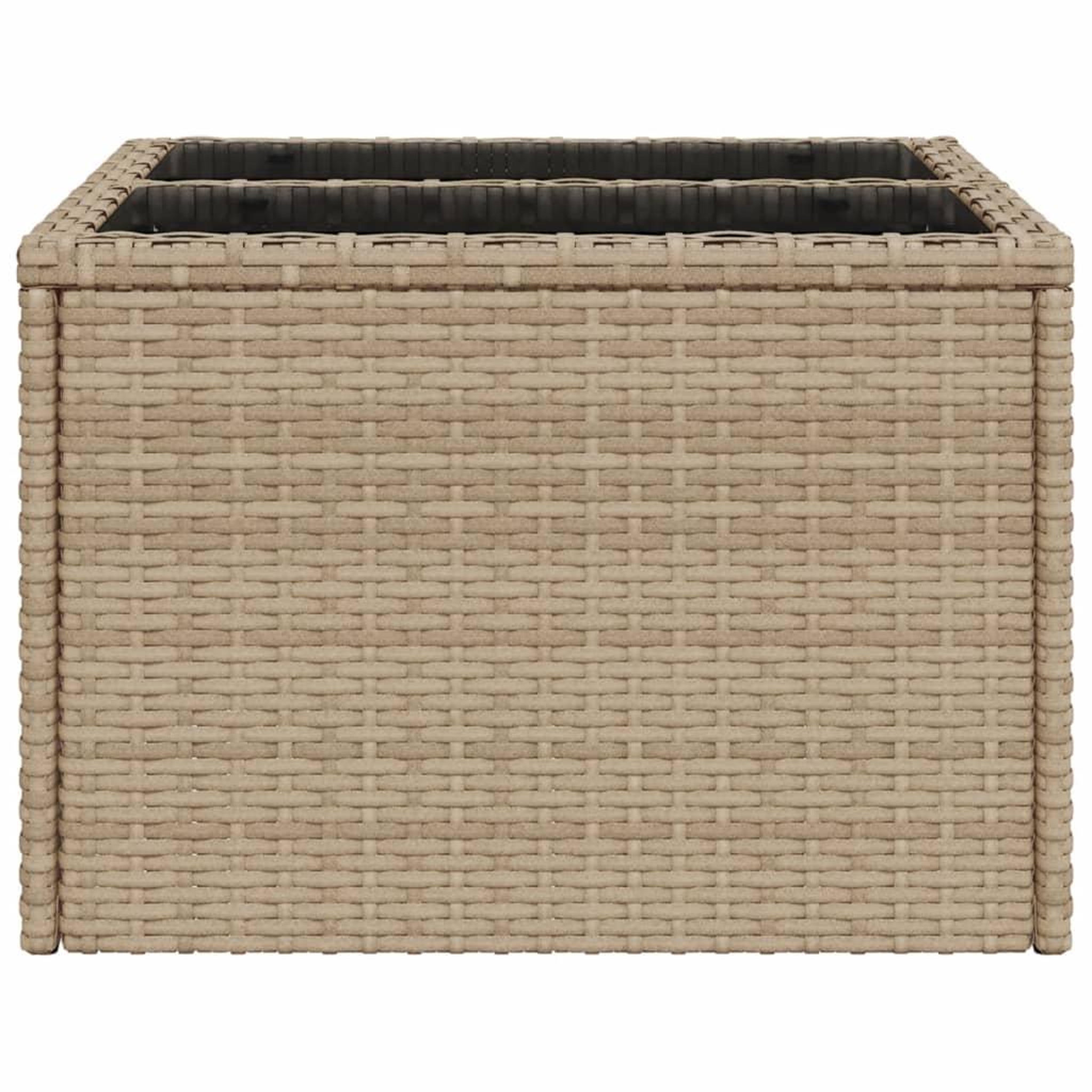 Voir la diapositive 5 : VIDAXL Table de jardin dessus en verre beige 55x55x37cm resine tressee