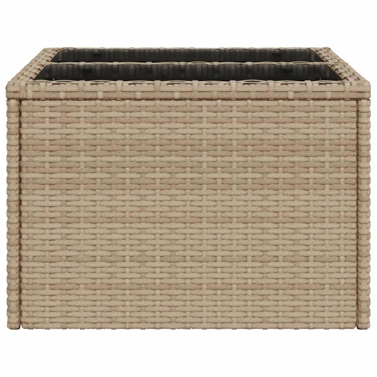 VIDAXL Table de jardin dessus en verre beige 55x55x37cm resine tressee