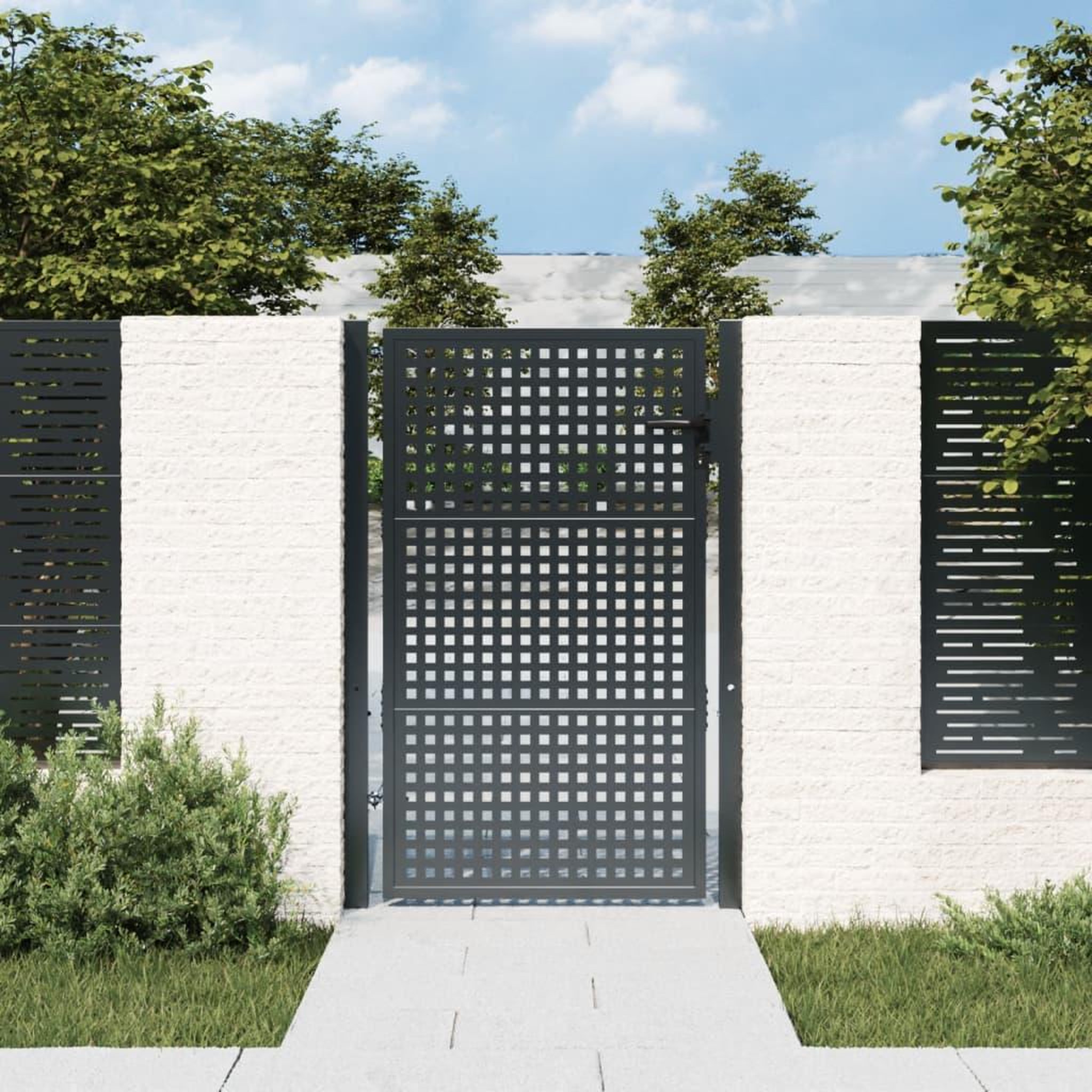 VIDAXL Portail de jardin anthracite 105 x 200 cm acier