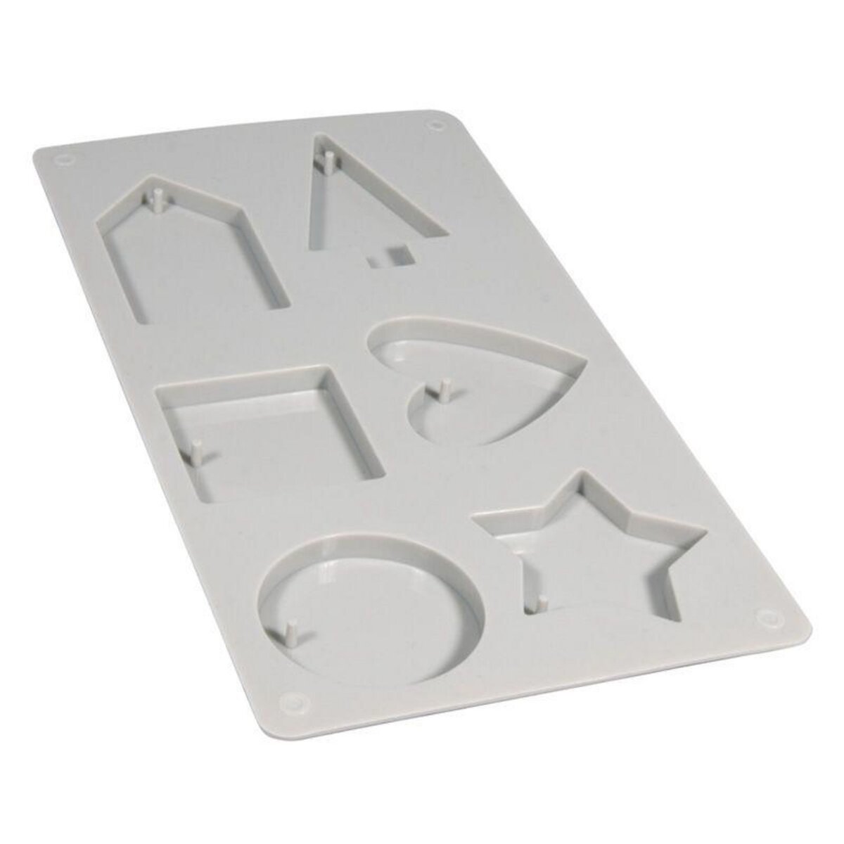 Rayher Moule en silicone 6 formes - maison, rond, carré, coeur, sapin, étoile