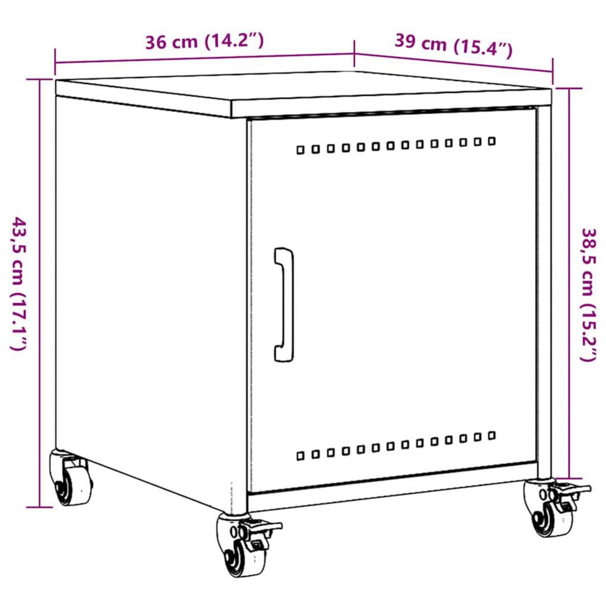 VIDAXL Table de chevet blanc 36x39x43,5 cm acier