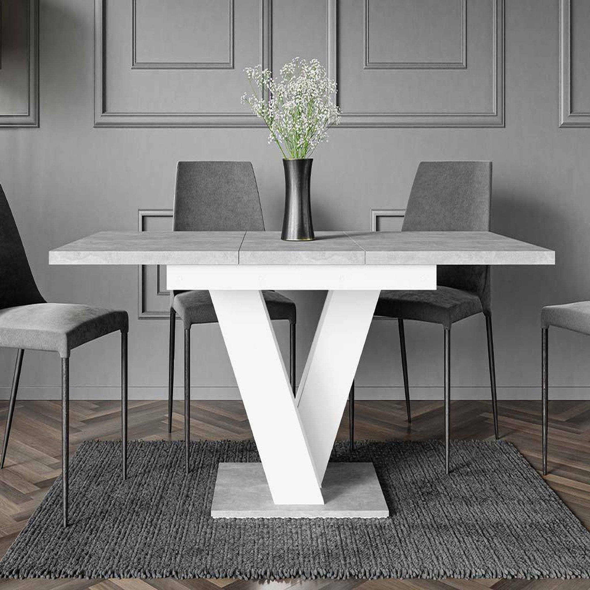 Voir la diapositive 5 : BEST MOBILIER Xandriel - table à manger extensible - gris et blanc - 4 à 6 personnes