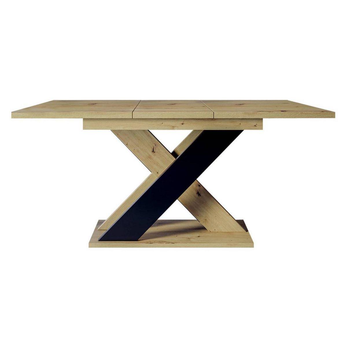 BEST MOBILIER Tosca - table à manger extensible - aspect chêne clair et noir - 4 à 6 personnes