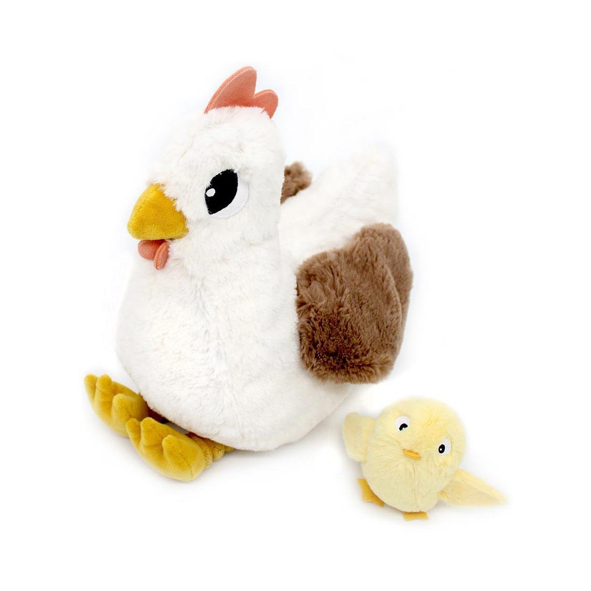 LES DEGLINGOS Les ptipotos by peluche pioupiou poule maman bebe blanche