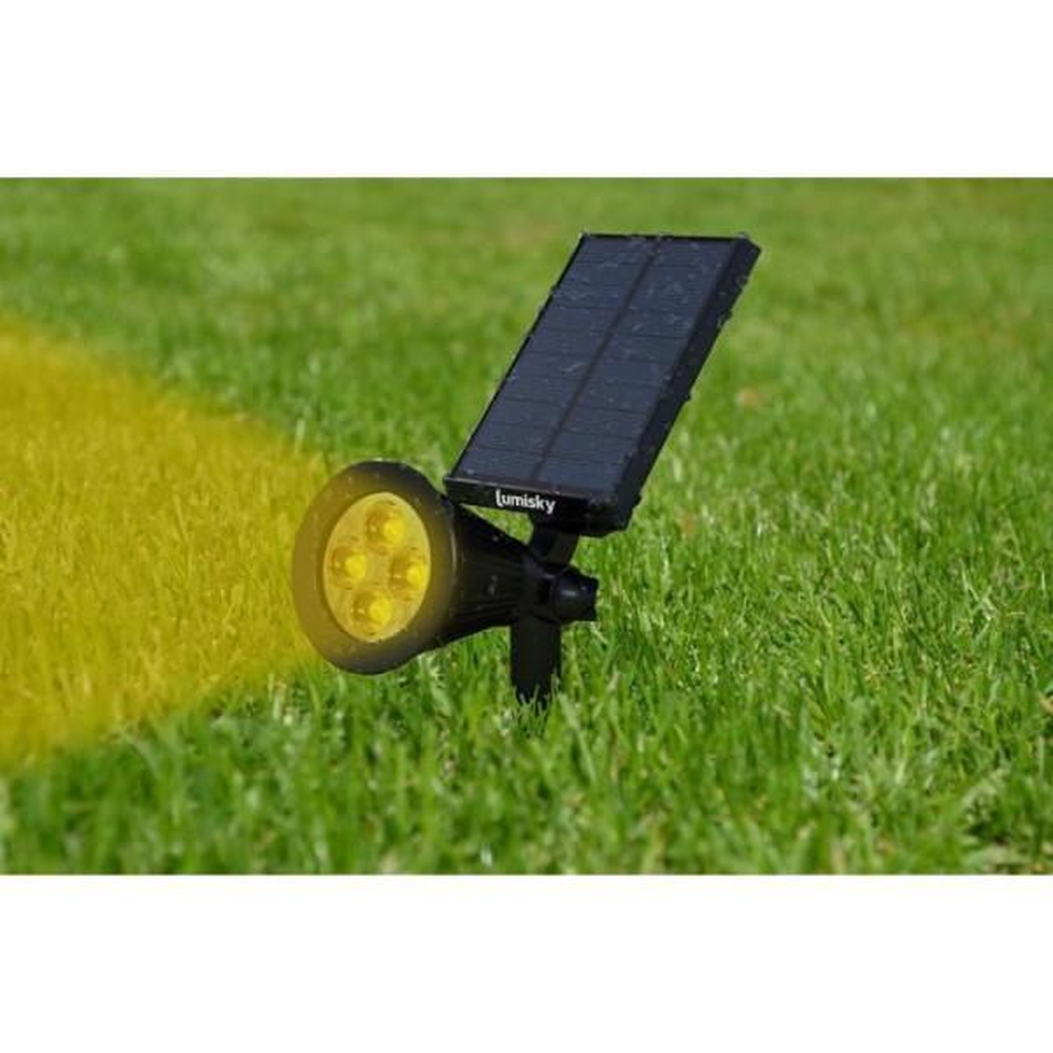 Voir la diapositive 3 : LUMI JARDIN Lot de 2 projecteurs solaires a LED Spiky - LUMI JARDIN - 200 Lumens - Blanc chaud - Etanche - 34 cm