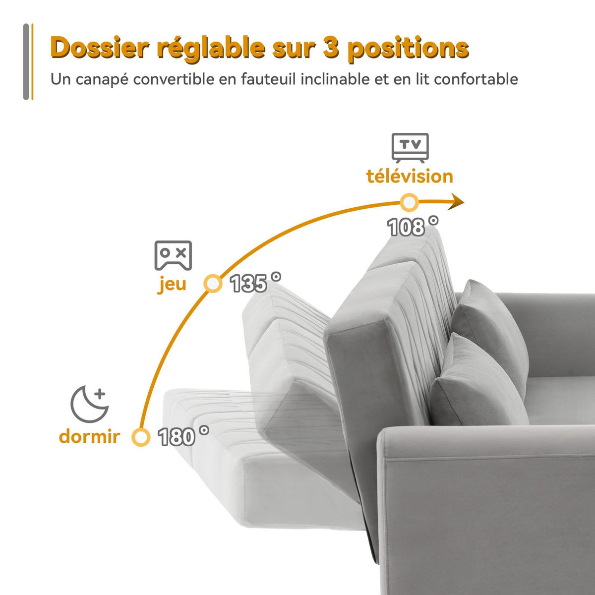 MERAX Canapé droit convertible