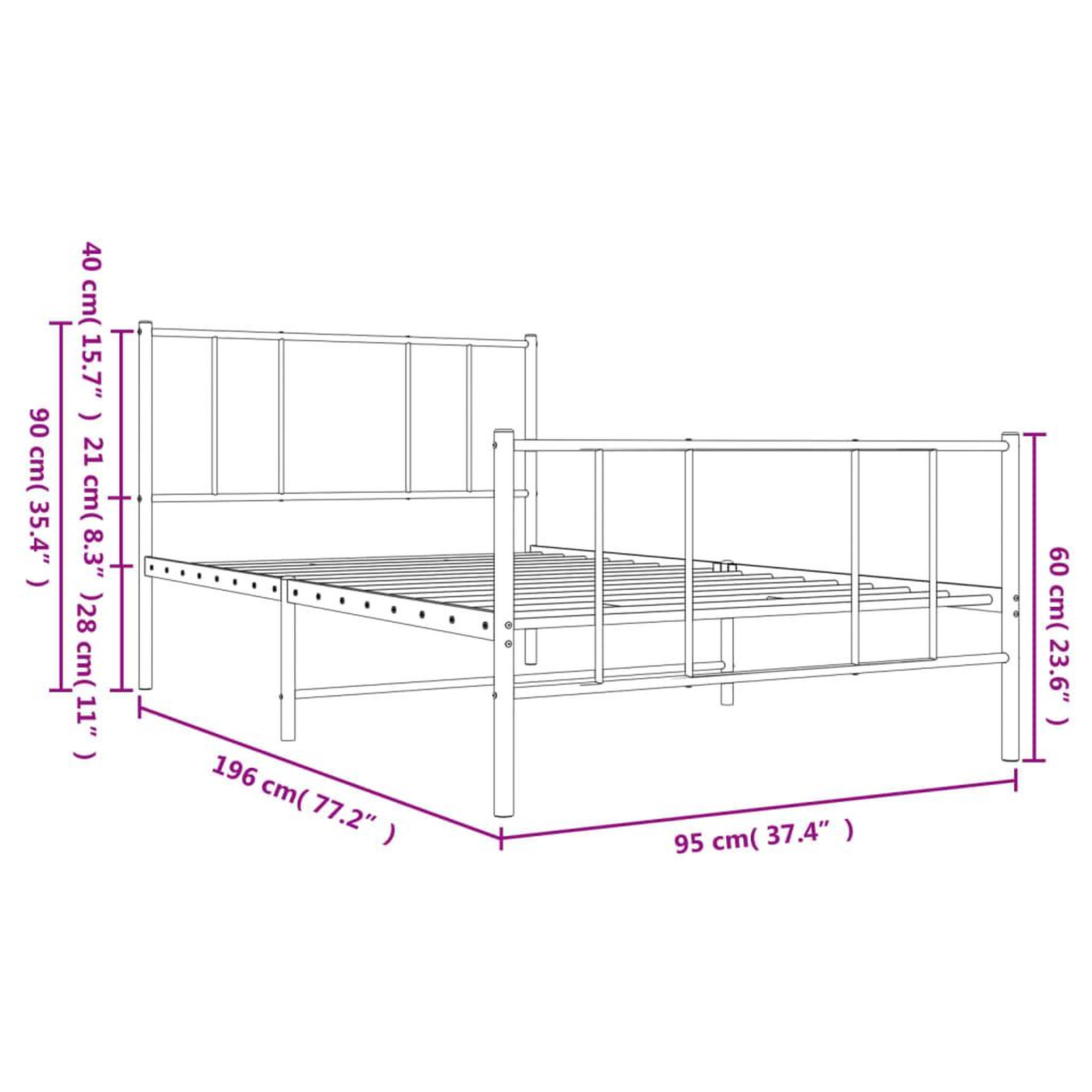 Voir la diapositive 6 : VIDAXL Cadre de lit metal sans matelas avec pied de lit noir 90x190 cm