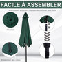 Voir la diapositive 4 : OUTSUNNY Parasol inclinable de jardin balcon terrasse manivelle toile polyester imperméabilisée haute densité 180 g/m² Ø2,7 x 2,35H m alu vert